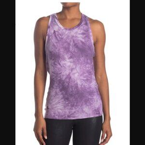 NWT 90 DEGREE M by REFLEX Twist Tie Dye Open Knot Back Yoga Tank Purple White